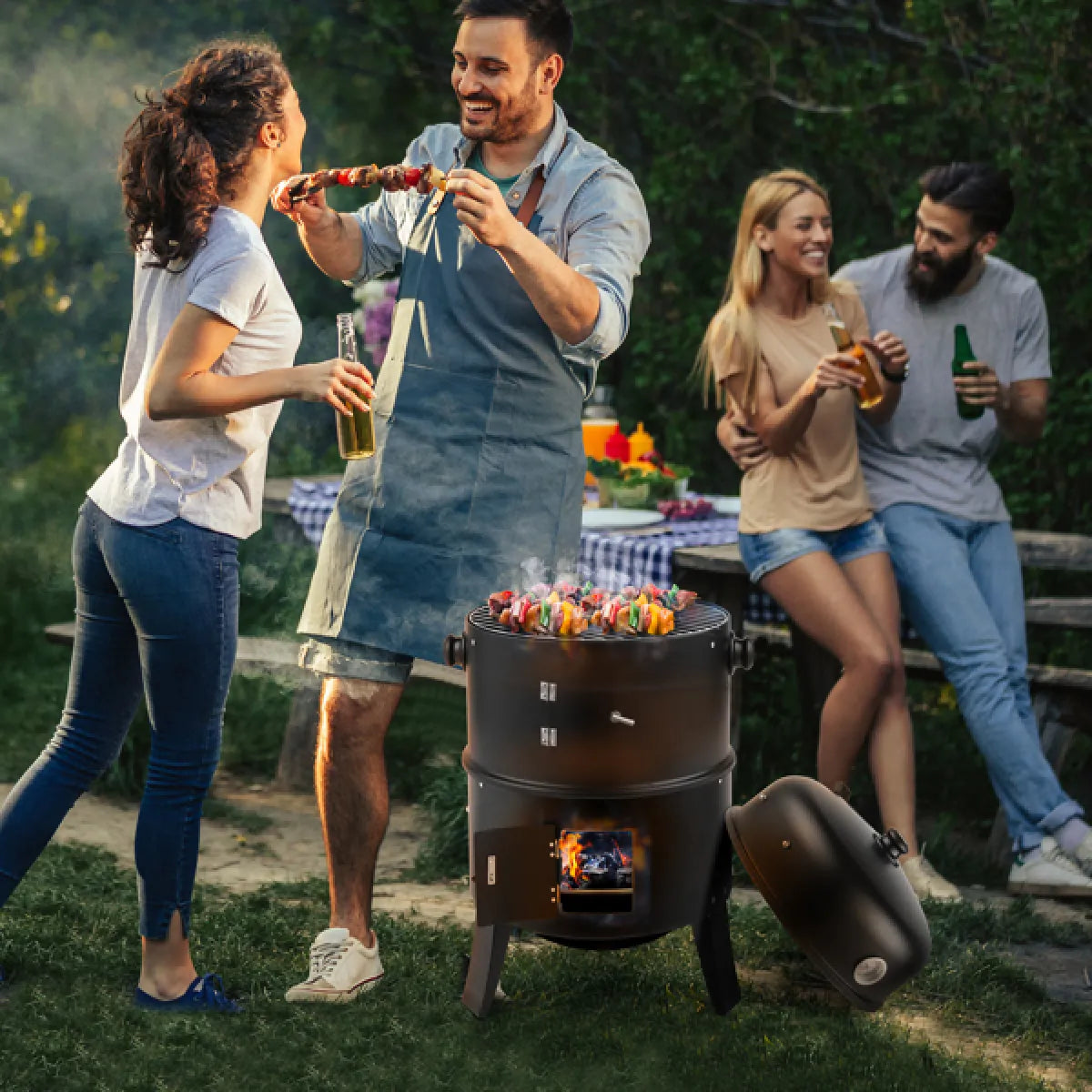 Black Charcoal Smoker Oven